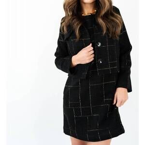 NEW MAISON LUREX garnier cropped jacket in black